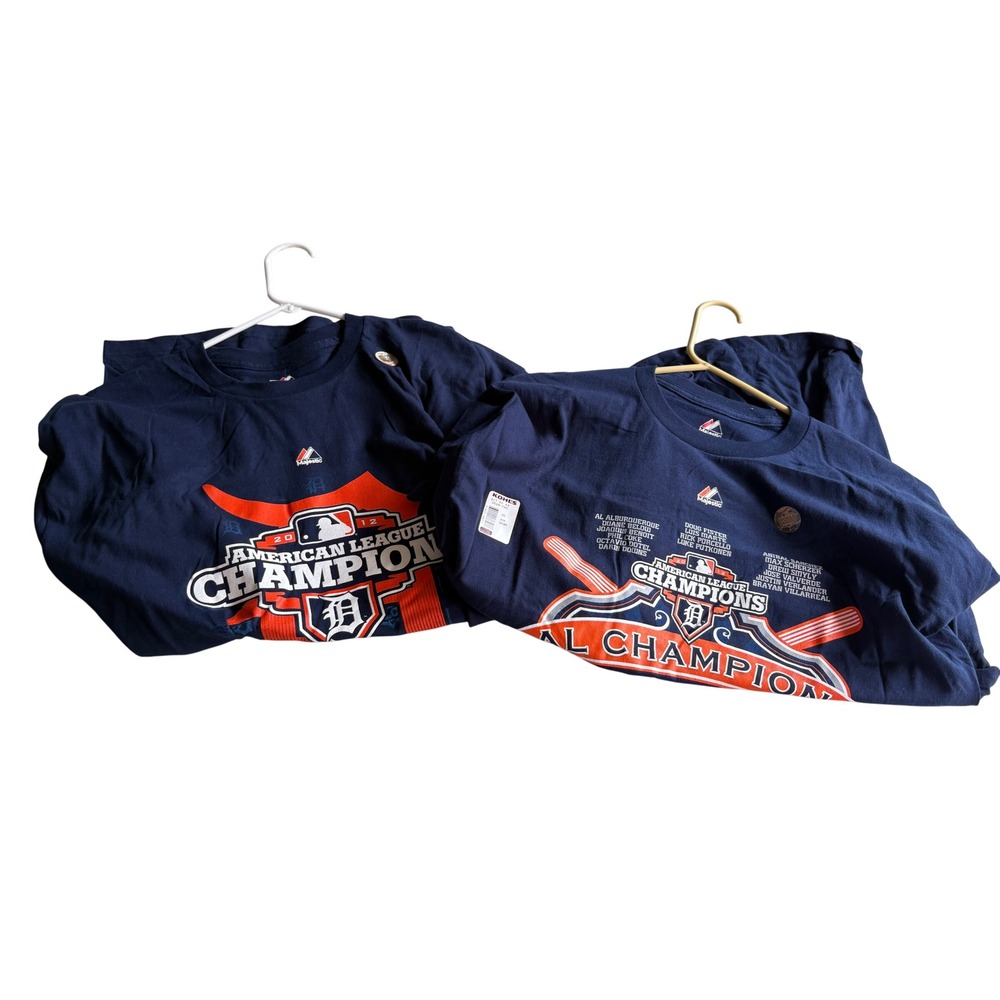 Majestic Detroit Tigers 2012 AL Champions T-Shirt Bundle 2pk Navy Mens XL NEW